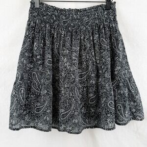 Old Navy Black White Paisley Print Skirt Size S Elastic Waist Lined Boho Casual